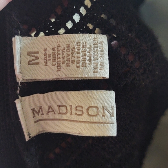 Madison Women's Black Cardigan with Sheer Back - Picture 5 of 8